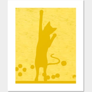 YELLOW HIGH FIVE CAT Posters and Art